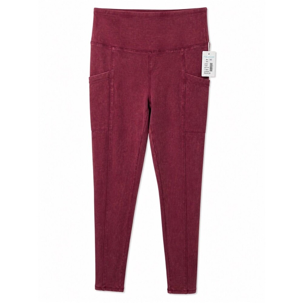 Maurices High Rise Pocket Leggings Acid Wash Athleisure XS NWT Stretch Plum